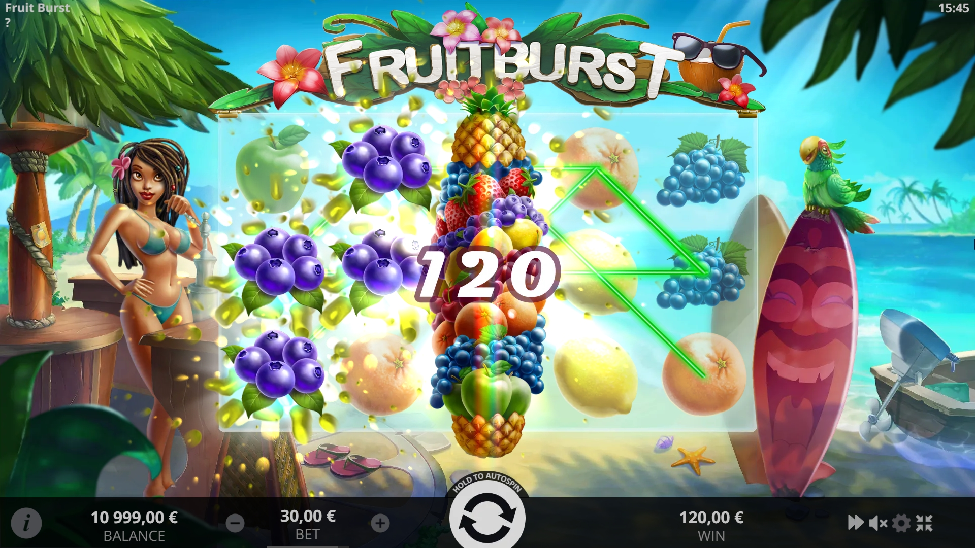 Fruit Burst Slot, jogo de caça-níqueis, frutas, vitórias, apostas, diversão, cassino online